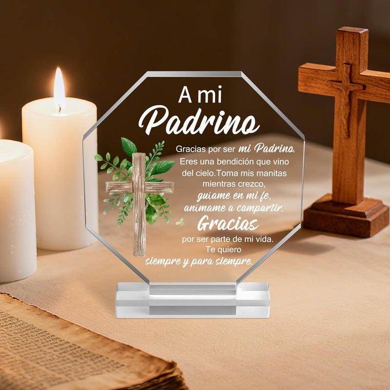 Yopyame Spanish Godfather Padrino Gift - Godfather Gifts from Godchild for Men Thank You for Being My Godfathers Acrylic Gifts Office Table Decor Birthday Christmas Keepsake Paperweight for Godfathers - Image 4
